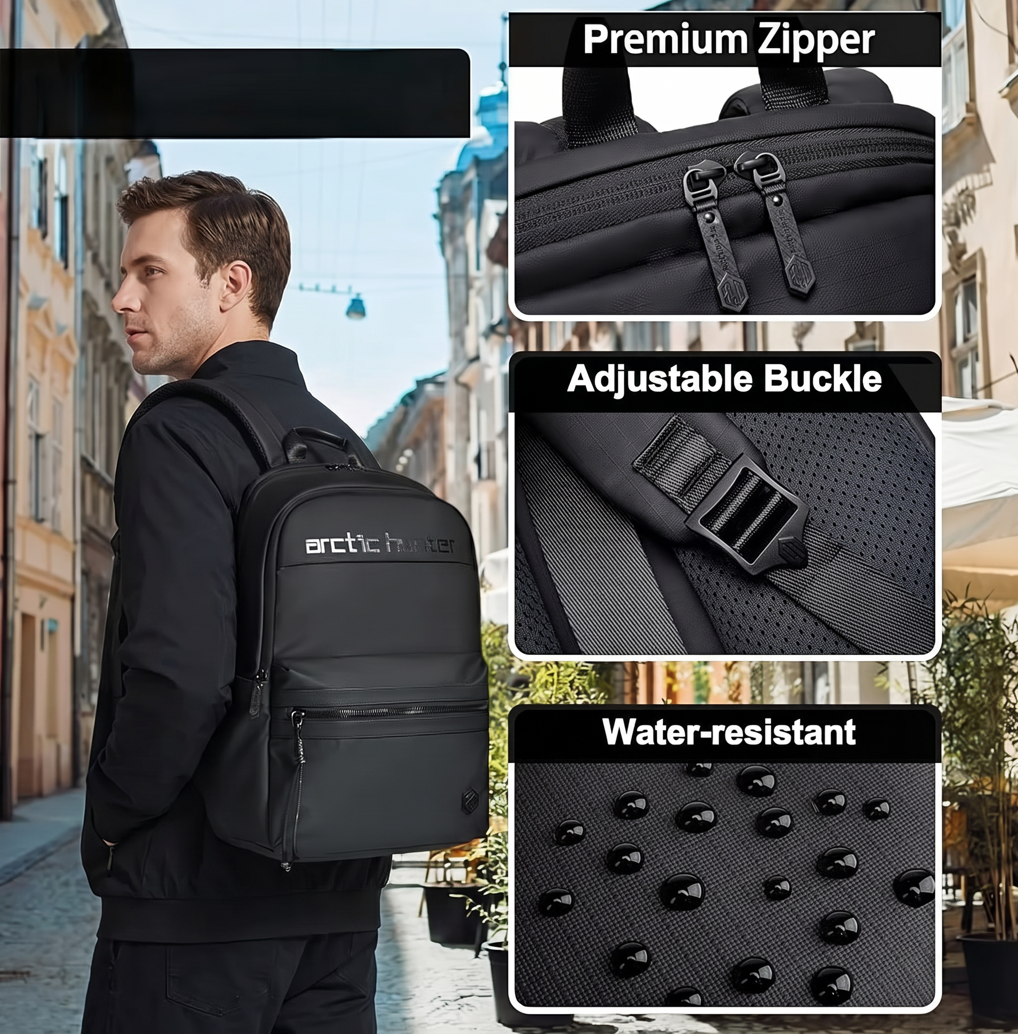 Arctic Hunter Sac à dos premium multifonction pour ordinateur portable