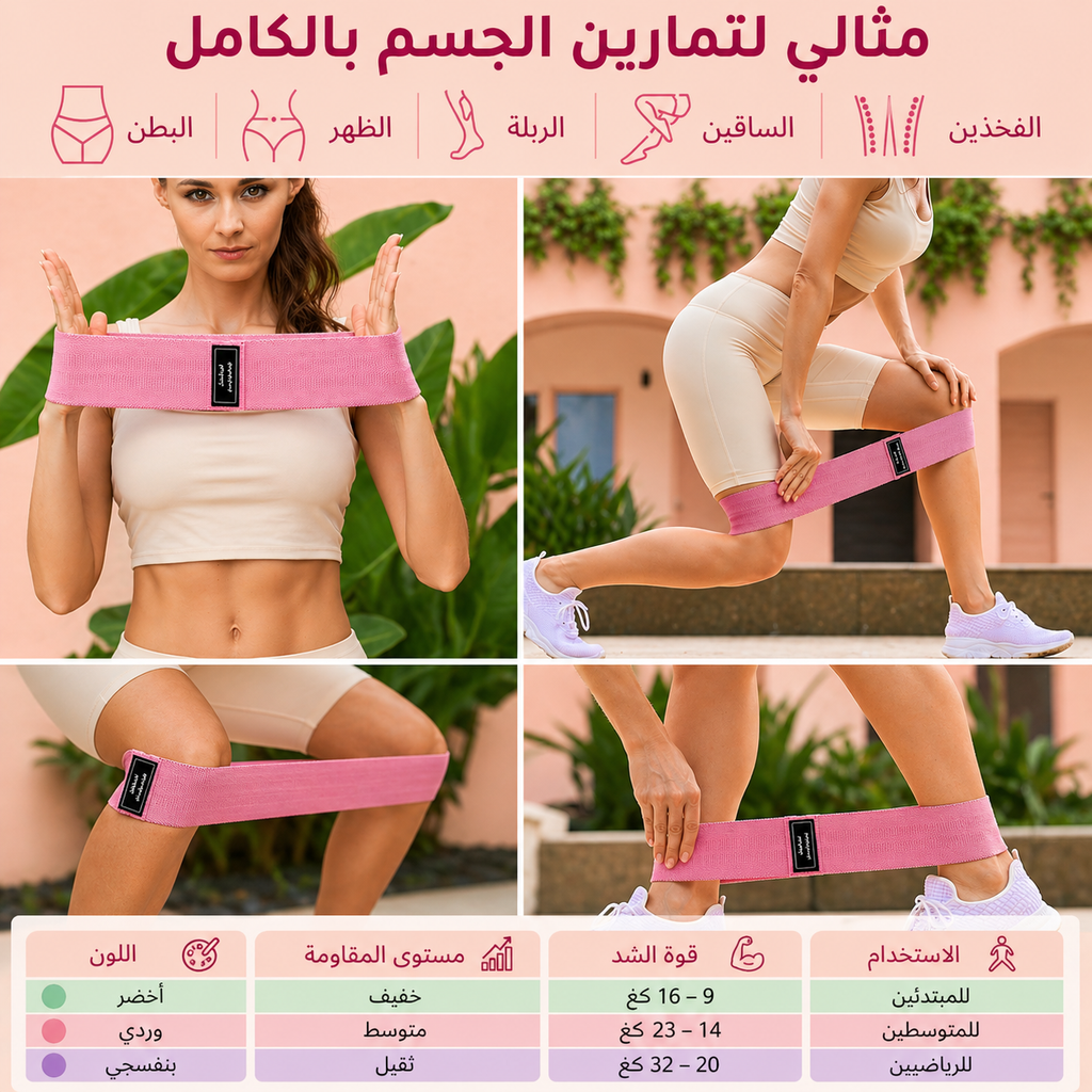 طقم أحزمة المقاومة  لتمارين الجسم الكامل – 3 قطع