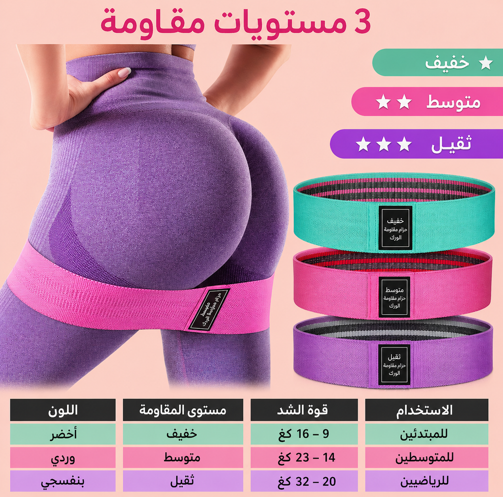 طقم أحزمة المقاومة  لتمارين الجسم الكامل – 3 قطع